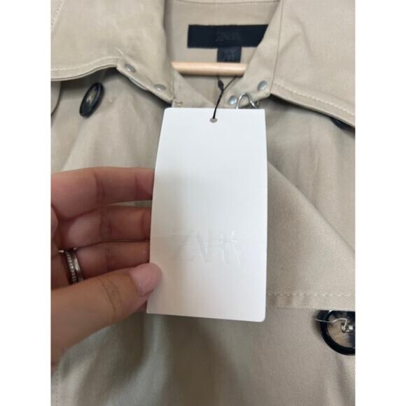 NWT Zara Pleated Button Front Collared Sleeveless Mini Dress Khaki Size: Small - Picture 4 of 8